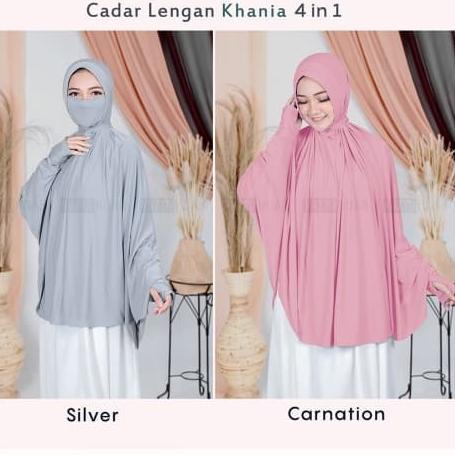 bergo hijab syari lengan cadar khania 4 in 1 khimar jilbab instan