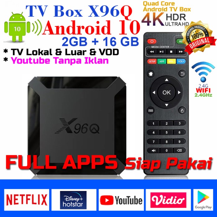 Box X96Q Tv Box Android 10 2Gb 16Gb Allwinner H313 Quad Core 4K Wifi Stb