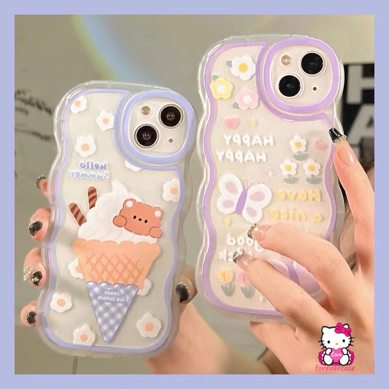 Casing Samsung A50 A13 A50s A52s A22 A32 A03s A23 A12 A04s A03 A53 A21s A20 A51 A52 A33 A02s A30s M22 A31 Motif Kartun Butterfly Bear