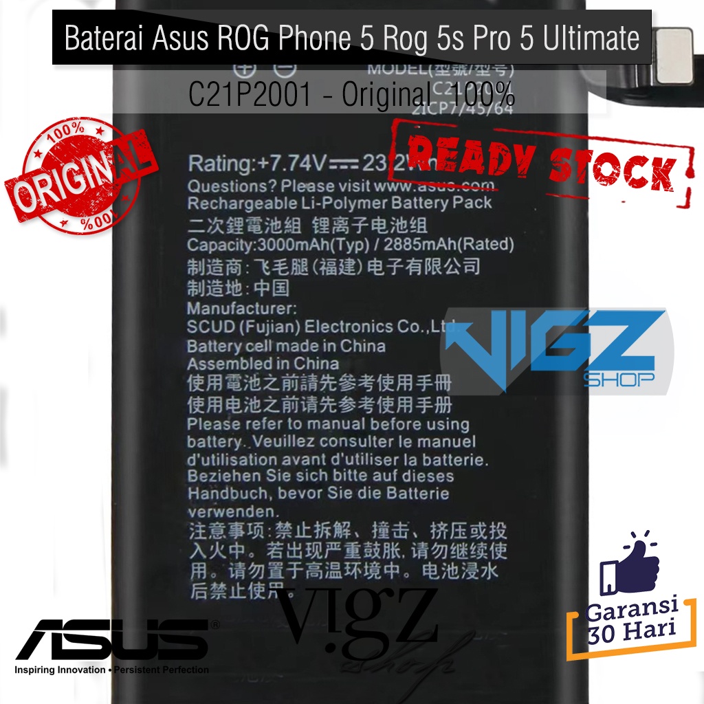 Baterai Asus ROG Phone 5 ROG Phone 5s ROG Phone 5s Pro ROG Phone 5 Ultimate C21P2001 Original