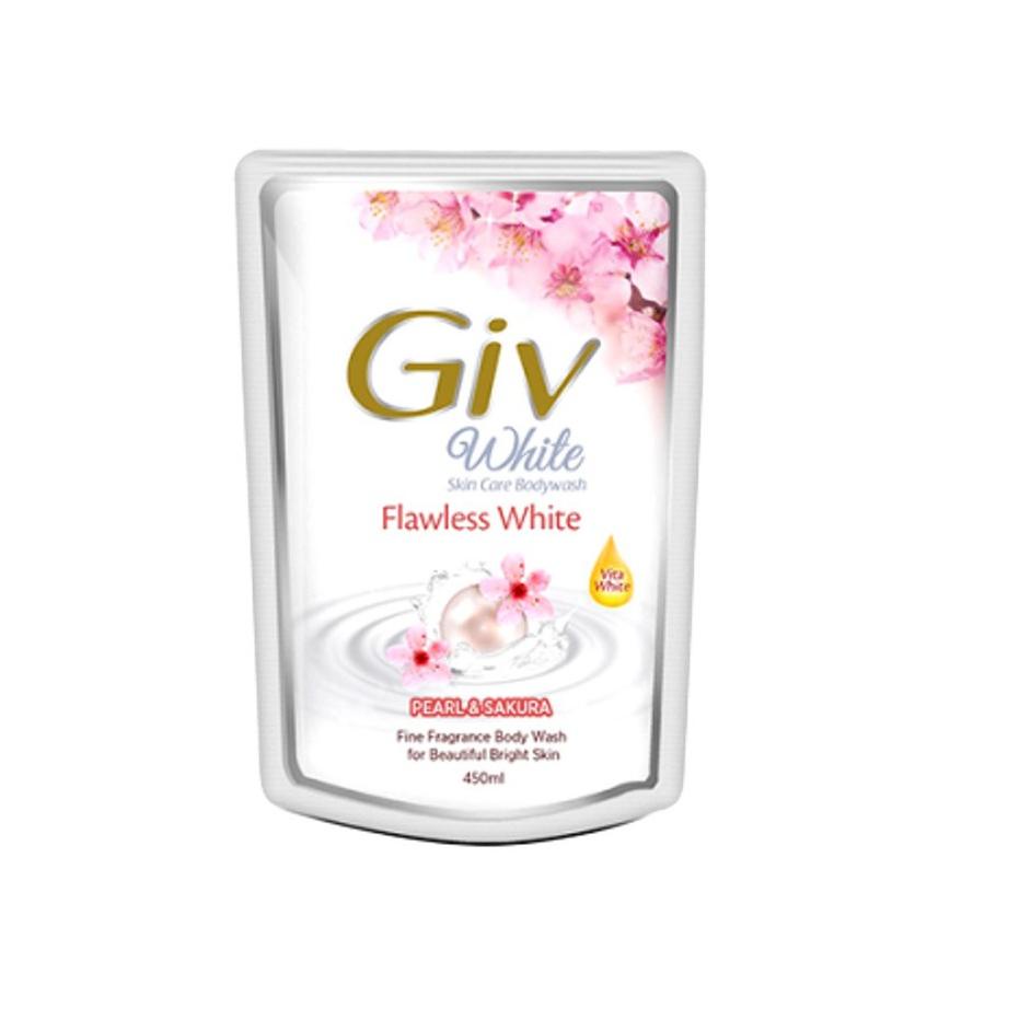 テ Giv White Sabun Mandi Cair Lemon Pouch 450ML ぽ