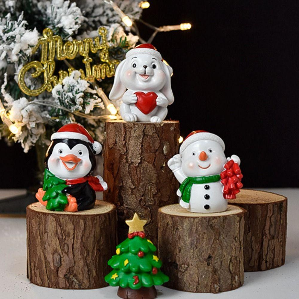 Patung Natal Agustina Lucu Lucu Bahan Resin Kerajinan Tangan DIY Seri Natal Patung Mini