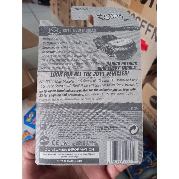 hotwheels CHEVY IMPALA  DANICA PATRICK 2010 HW 2011 NEW MODELS