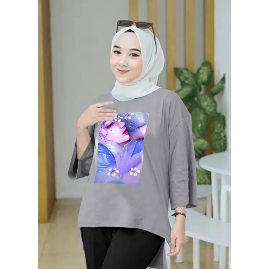 KIYOREN TUNIK JUMBO XXL WANITA MUSLIM DEWASA TUNIK LENGAN 7/8