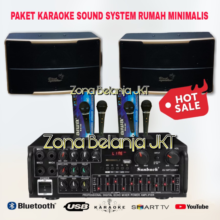 PAKET SOUND SYSTEM KARAOKE HEMAT SPEAKER 6 INCH AMPLIFIER MIC ( M-2 )