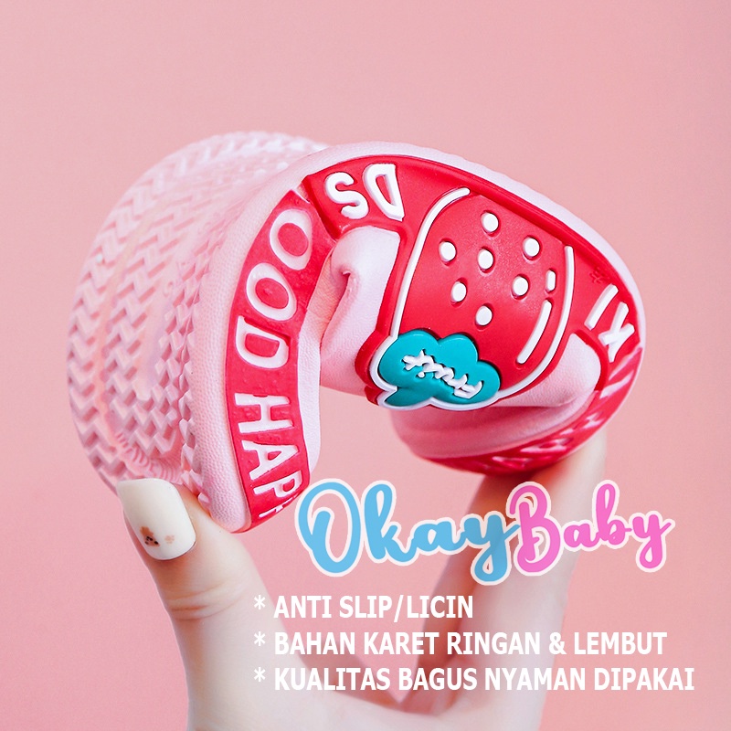 Okaybaby B221 Sandal Fruit Import Anak Laki-laki Perempuan Bahan Lembut Motif Lucu Fashion Termurah Model Kekinian Casual