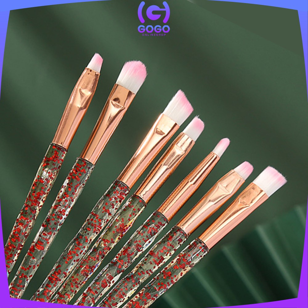 GOGO-K100 Kuas Make Up Set 7IN1 Glitter Brush Make Up Set / Brush Set Glitter / Beauty Tools Set Eyeshadow Concealer Foundation