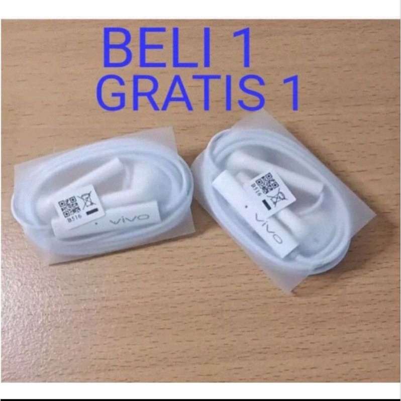 ( PROMO TERBATAS ) BELI 1 GRATIS 1 Handsfree Headset Hedset VIVO / OPPO Streo BASS Original Cabutan