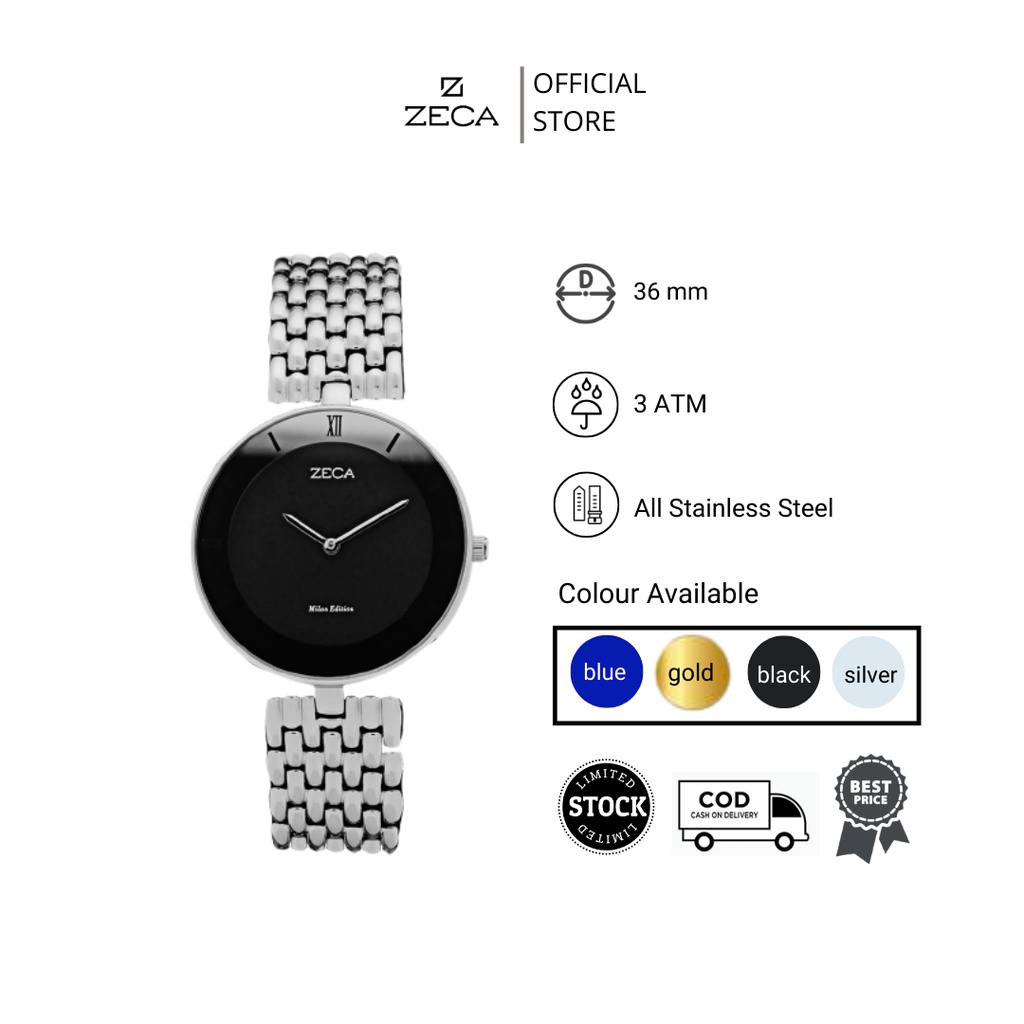 Zeca Jam Tangan Wanita Stainless Steel Analog Original Bergaransi Anti Air 1002LB Series