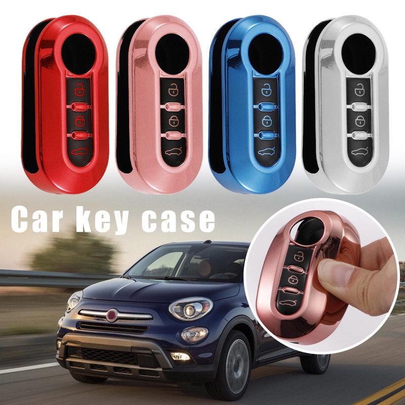 Rumah / Casing Kunci Remote Mobil 3 Tombol Plastik Warna Hitam Untuk FIAT FIAT 500 Boyue Lingya