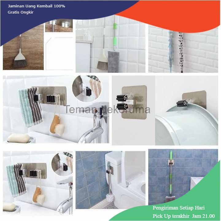 TD - PR AK Gantungan Dinding Tempel Waterproof Adhesive Mop Holder Double Slot - AK20