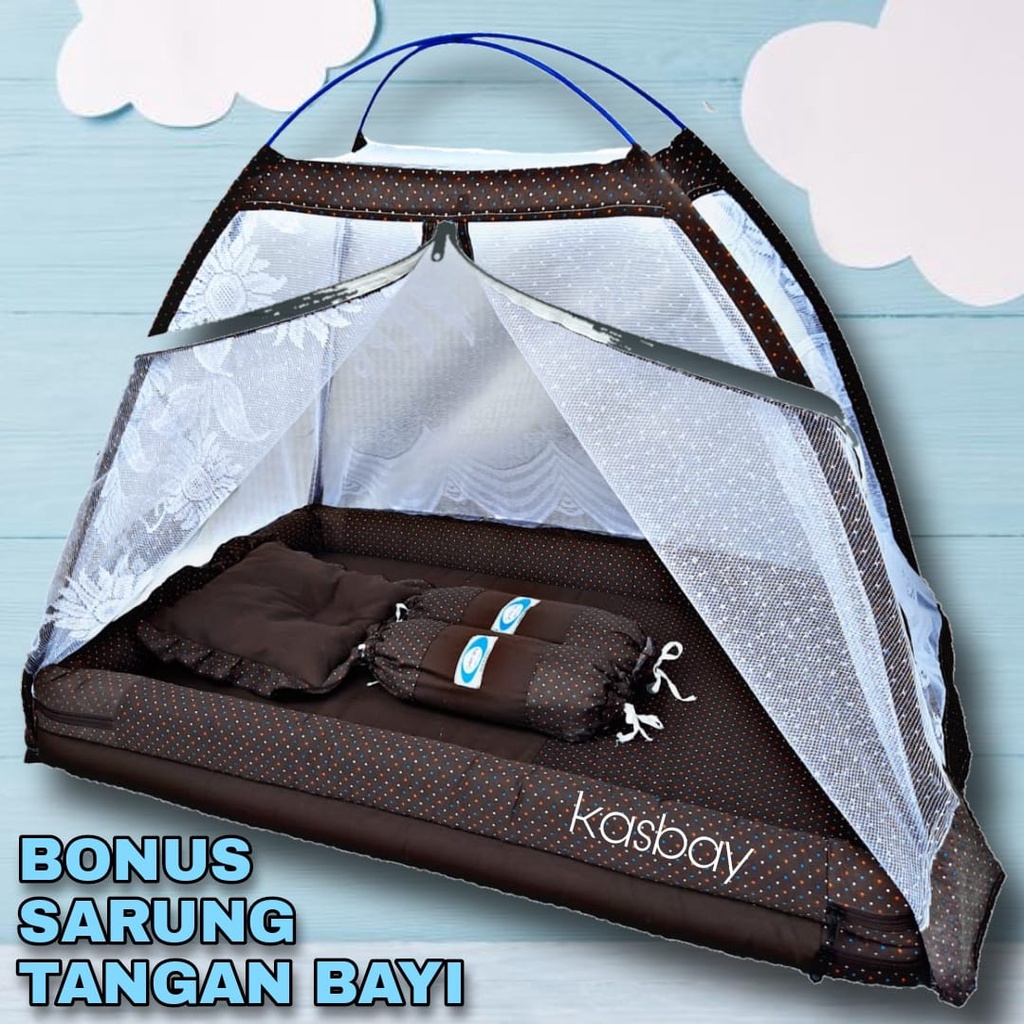 Kasur Bayi Kelambu b + Bonus Sarung Tangan Bayi Set Lengkap Bantal Guling Dan Tas Mika Terbaru