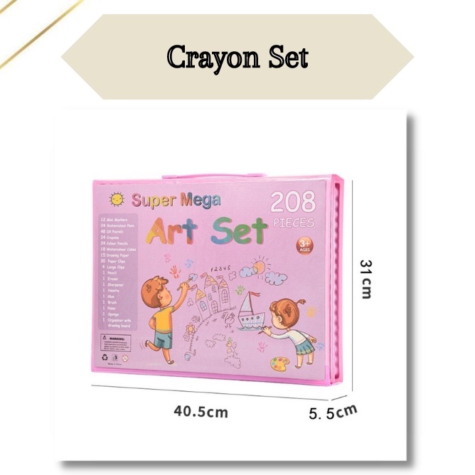 Set Crayon 208 PC / Krayon Mewarna Alat Menggambar dan Mewarnai Anak BIG