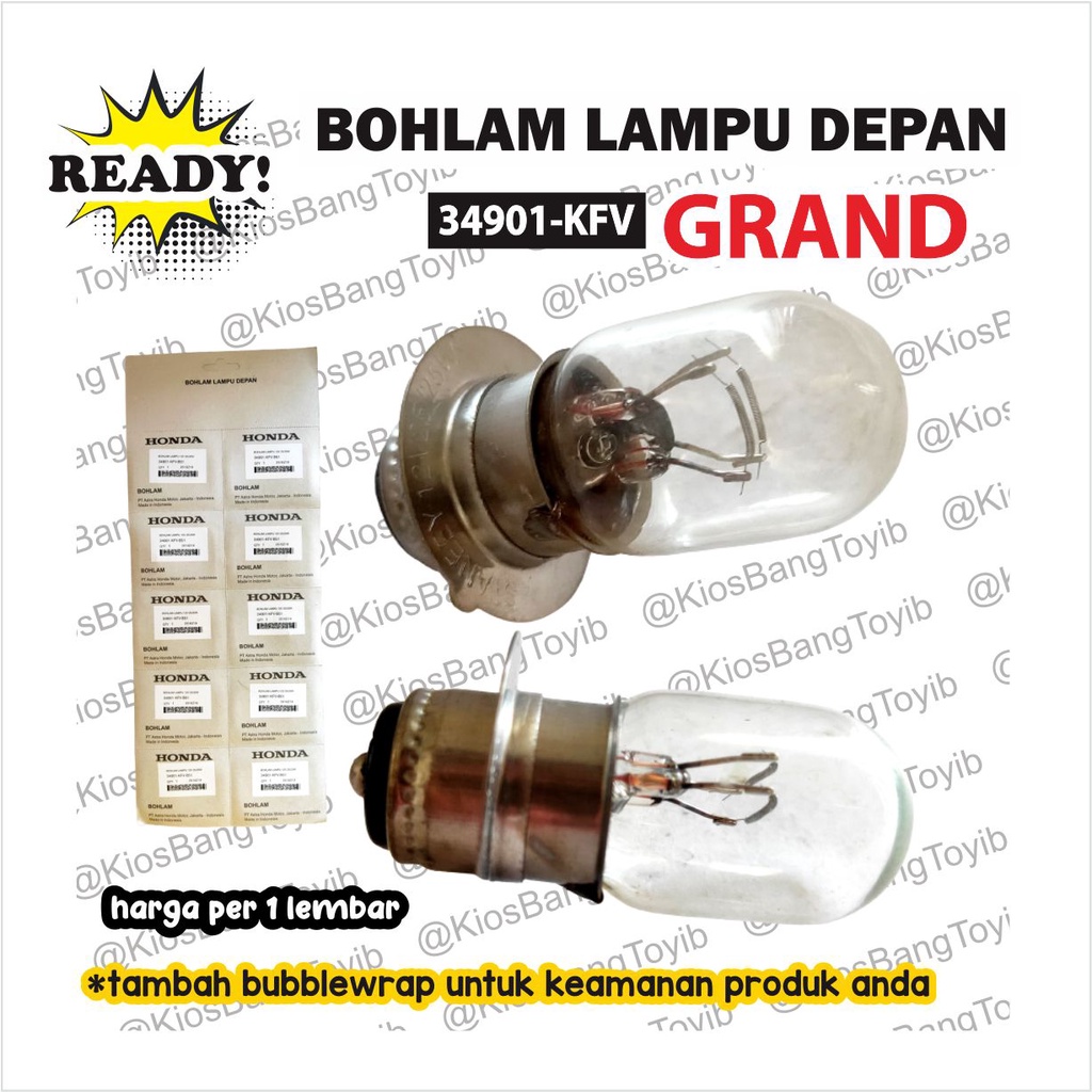 10pc Bohlam Lampu Depan Honda Grand Beat Vario 12v 25w (34901-KFV)