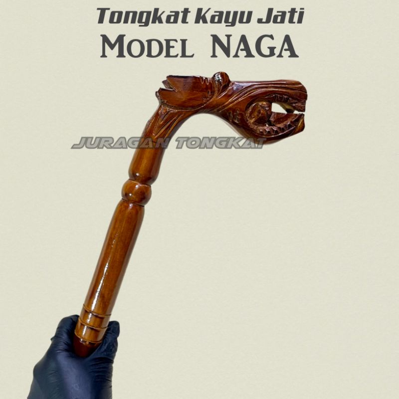 Tongkat Kayu Jati Model Kepala Naga / Tongkat Jalan / Tongkat Kayu / Tongkat Orang Tua / Tongkat Kay