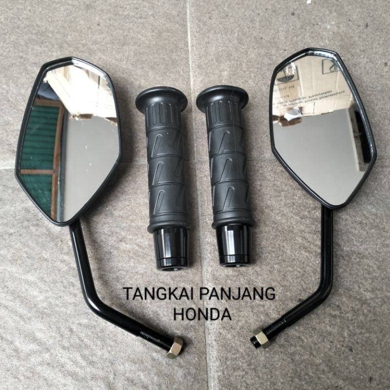 Paket spion TGP H/Y+Grip AUTOPARTS H/Y+JALU STANG CENSI HITAM UNIVERSAL MOTOR HONDA/YAMAHA