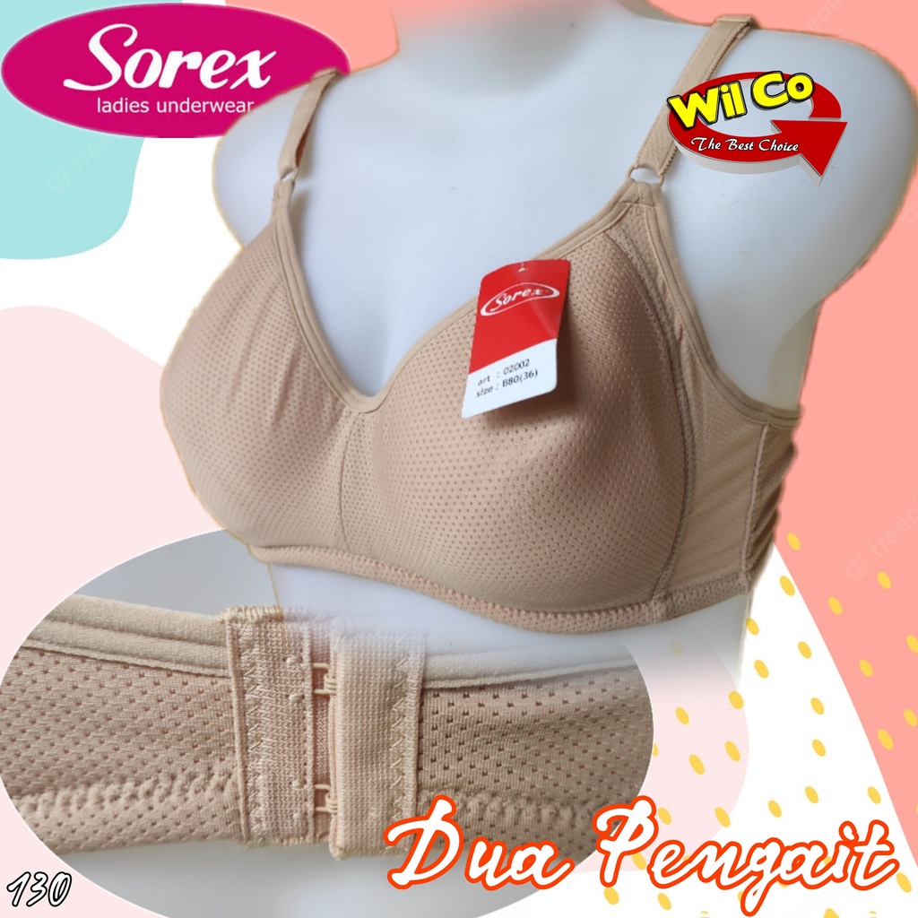 K130 - BRA WANITA SOREX TANPA KAWAT TANPA BUSA DUA PENGAIT CUP B SIZE 32 - 38