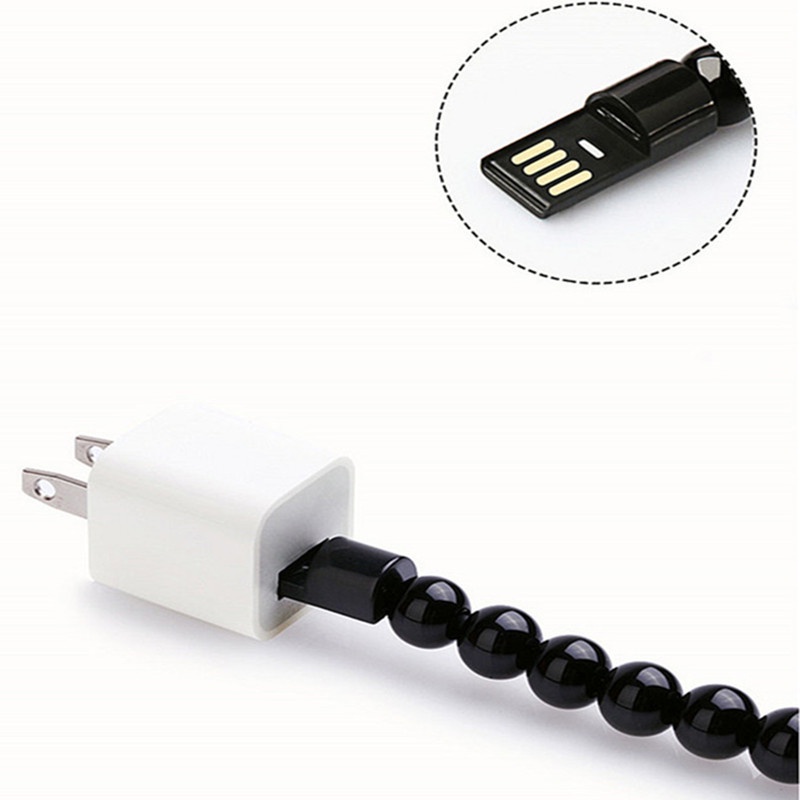 Manik Warna Murni Gelang Kabel USB Universal Ponsel Gelang Charger Untuk i-Phone Micro USB Tipe C Android Sync Data Fast Charging Cord