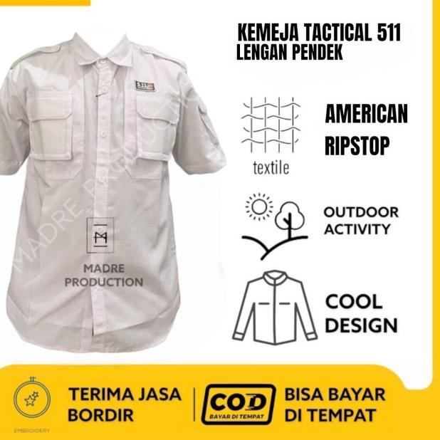 KEMEJA 511 LENGAN PENDEK - KEMEJA TACTICAL 5.11 - M, Putih