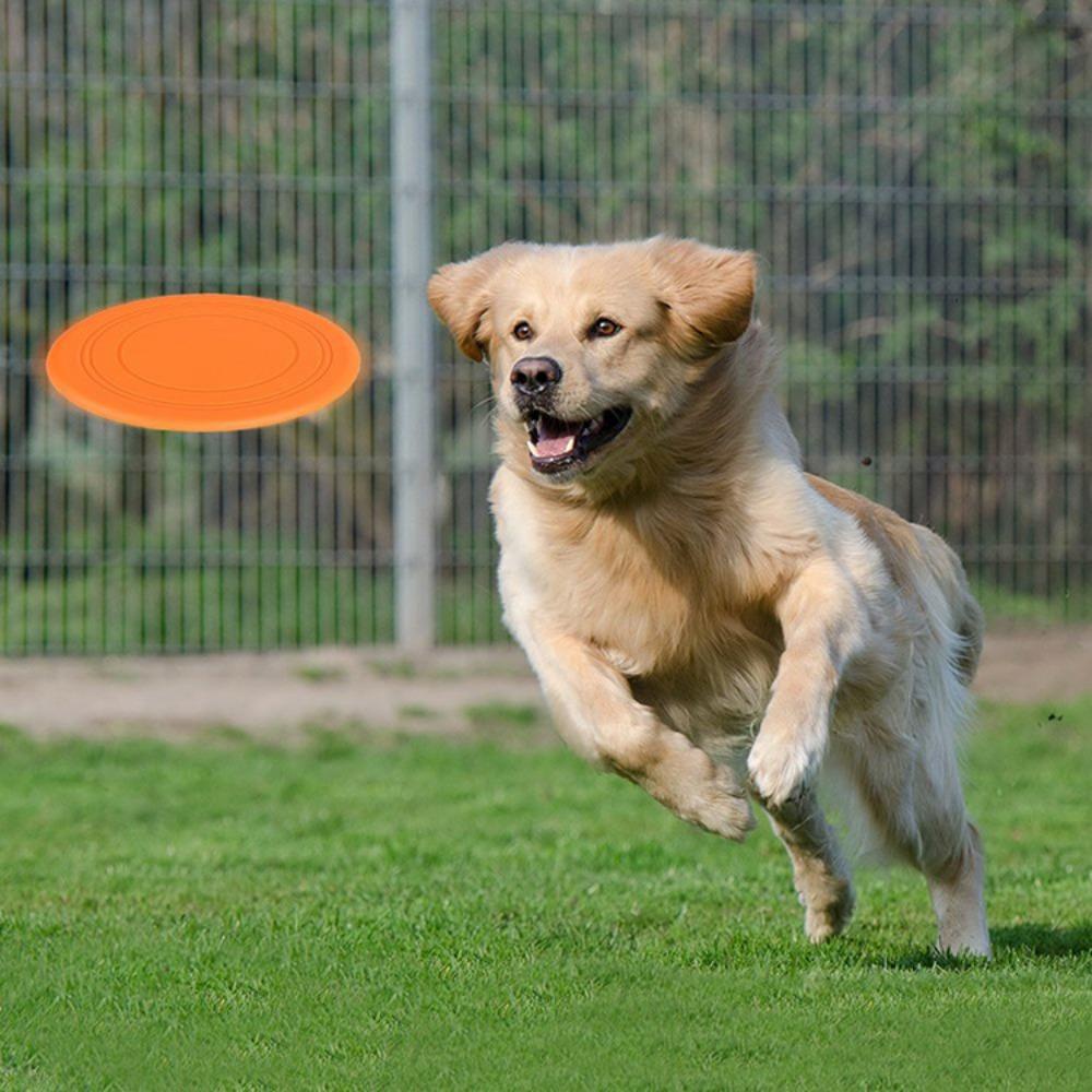 [Elegan] Dog Flying Disc Silicone Puppy Training Pan Makanan Anjing Interaktif