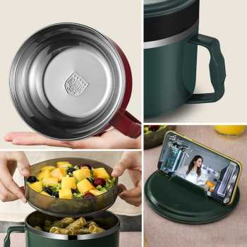 SU4  Tempat Kotak Makan Mangkok Lunch Box Stainless Steel 1500ml 1.5 L Gb4806 Xinbaili Green By Pro