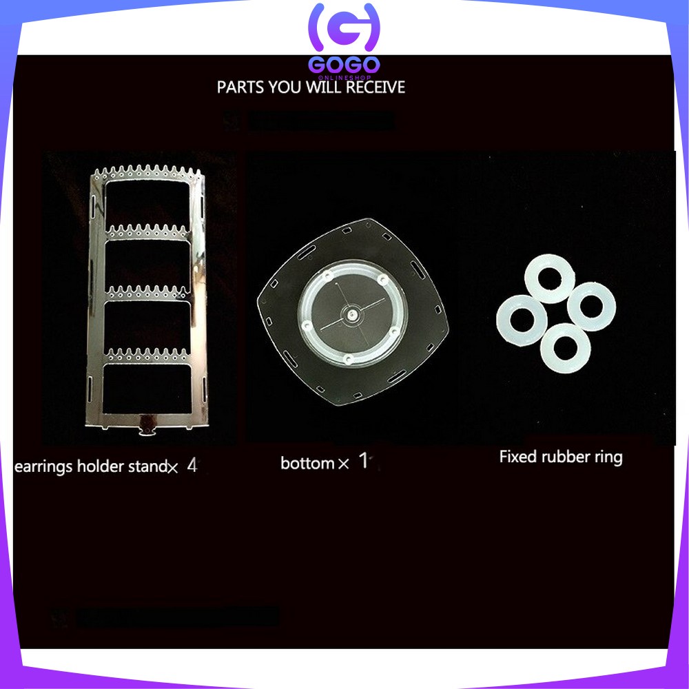 GOGO-K20 Rak Anting Acrylic Putar 360 Derajat Rak Penyimpanan Perhiasan Kalung Rak Organizer Impor