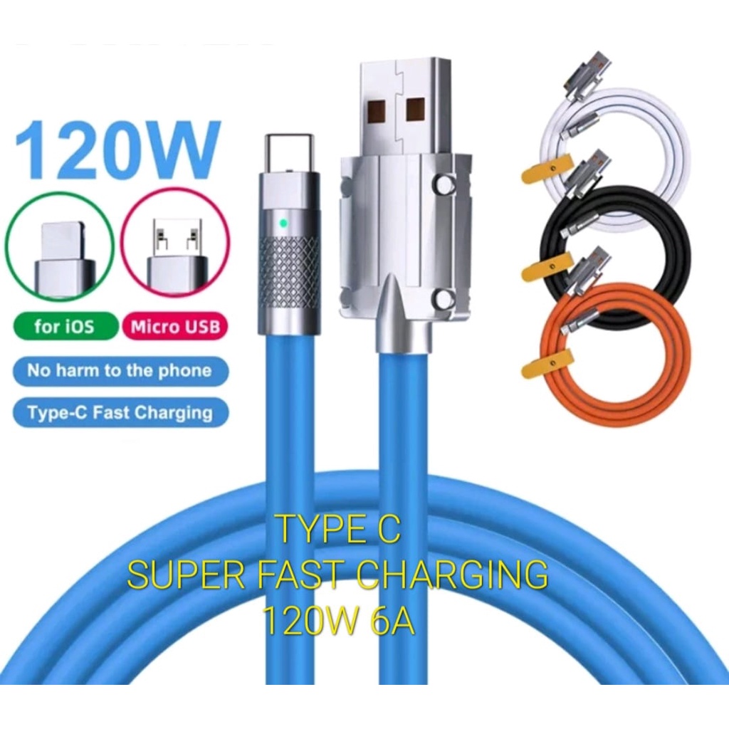 J454 ORIGINAL KABEL DATA USB TYPE C 120W 6A CABLE TIPE SUPER fast charging cable cas qualcom quick charge flash maximum speed quallcom charger hp handphone androit faster multi universal original qc tc  MULTI CASAN SPEED Faster Charging High speed