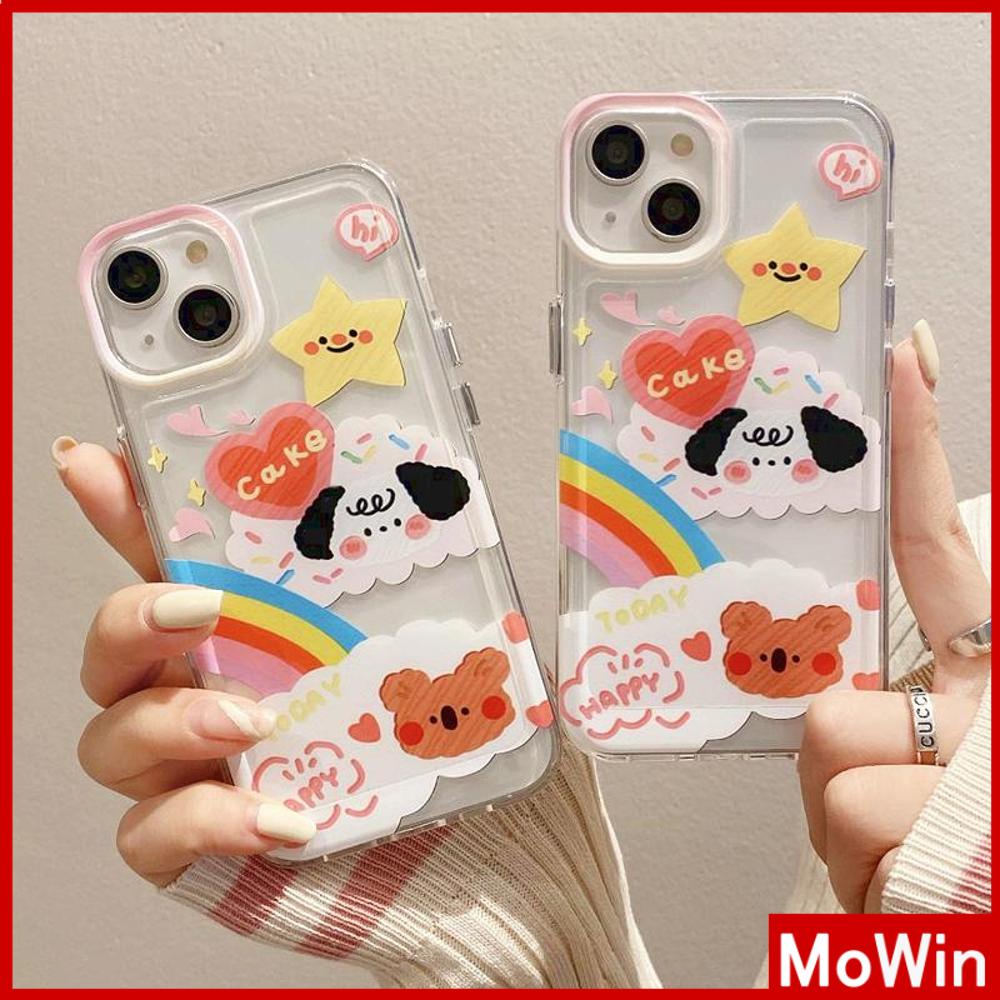 For iPhone 14 Pro Max iPhone Case TPU Soft Case Clear Case Space Case Plating Button Cute Cartoon Rainbow Compatible For iPhone 13 Pro Max 12 Pro Max 11 Pro Max 7plus XR xs max