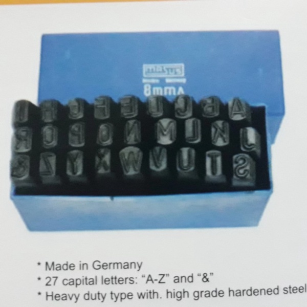 

Dijual parts Letter A-Z Stamp Punch Reverse MASUS - size 8mm 26SZ2 Murah