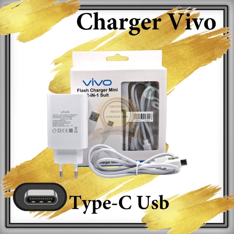 ADAPTOR FLASH KABEL CHARGER MINI VIVO 2-IN-1 SUIT Y21T 14WATT ORIGINAL WHITE