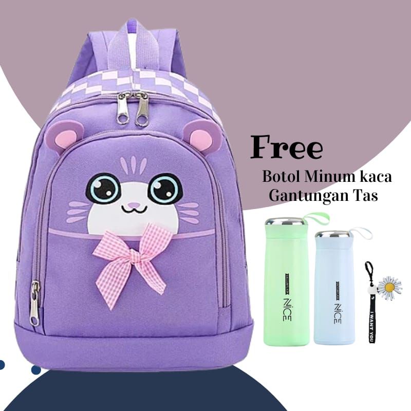 Ransel Backpack Anak Tas Perempuan &amp; Laki-Laki  Tas Sekolah Kartun Kucing Hewan Ransel Mewah Balita