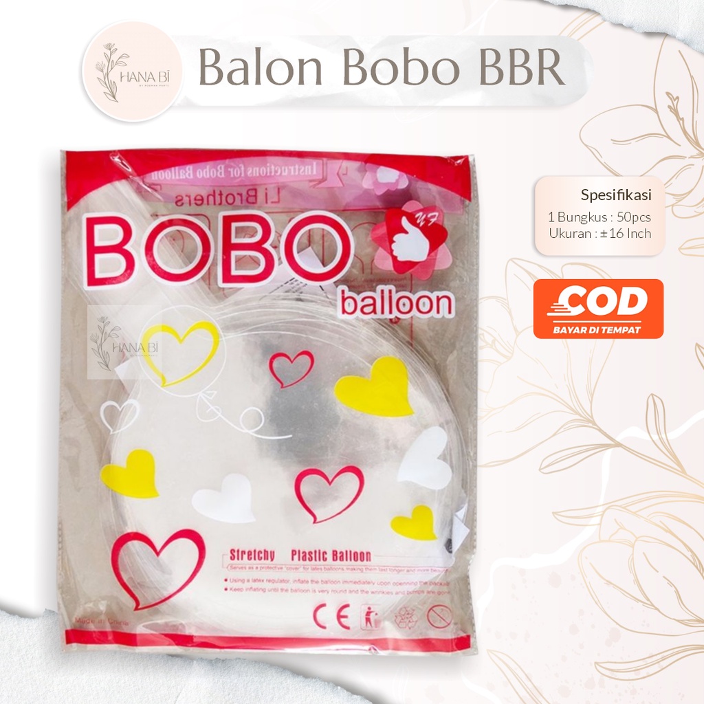 1 Pack Balon Bobo Balon PVC 18 Inch Transparan Bening isi 50pcs untuk Dekorasi Ulang Tahun Birthday 