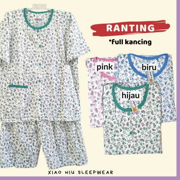 Setelan Baju Tidur Kaos Jumbo Celana Pendek Siu Lie - Kulot Candy, Biru