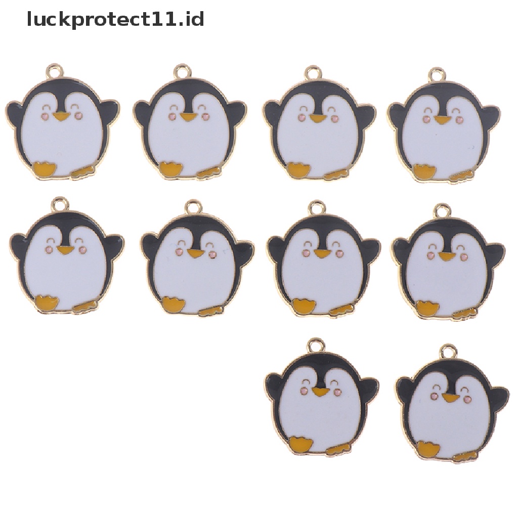 10pcs / set Liontin enamel Bentuk Kartun penguin Untuk Membuat Perhiasan