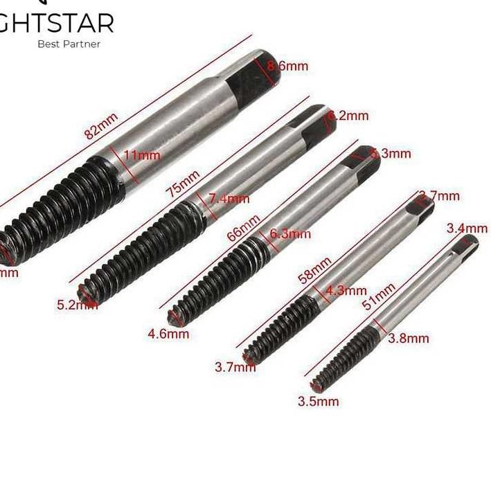 ➯ 5 Pcs Pembuka Baut Rusak Alat Pembuka Baut Rusak Mata Bor Pembuka Baut Rusak Alat Buka Baut Rusak 