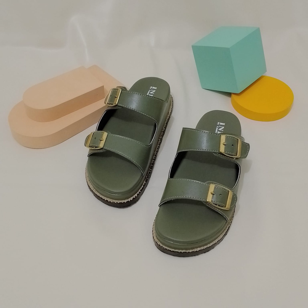 Sandal Wanita Terbaru Model Birken Double Strap Sendal Wanita Platform Empuk NESANH - PAVEL