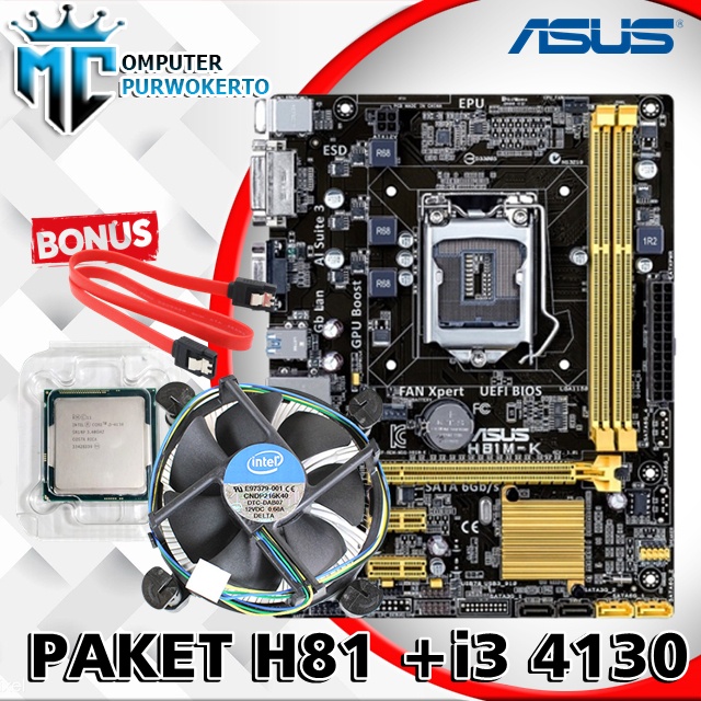 Mainboard Mobo H81 Asus Dengan i3 4130 Bonus Fan