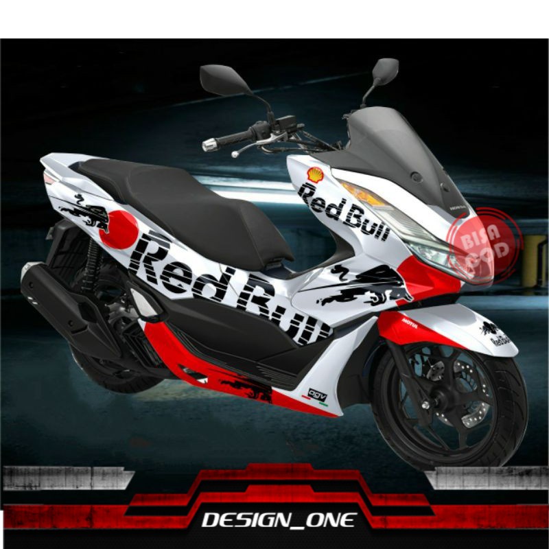 (PREMIUM) Decal new pcx 160 2021 full body motif red bull white Striping motor pcx 160 Stiker decal 