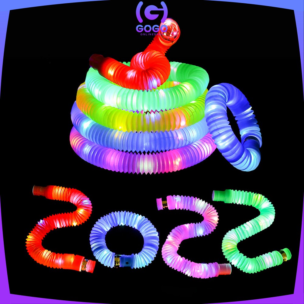 GOGO-M296 Mainan Anak Light Up Pop Pipes Led / Fidget Pop Tubes Sensory Toys / Maenan Kreasi Lampu Stick Selang Pipa Anak