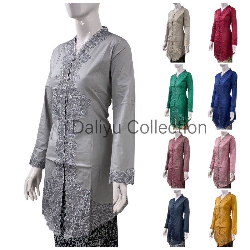 TESS03 - Daliyu KEBAYA ENCIM LENGAN PANJANG TUNIK ABAYA BORDIR SENADA Katun Stretch / M L XL XXL