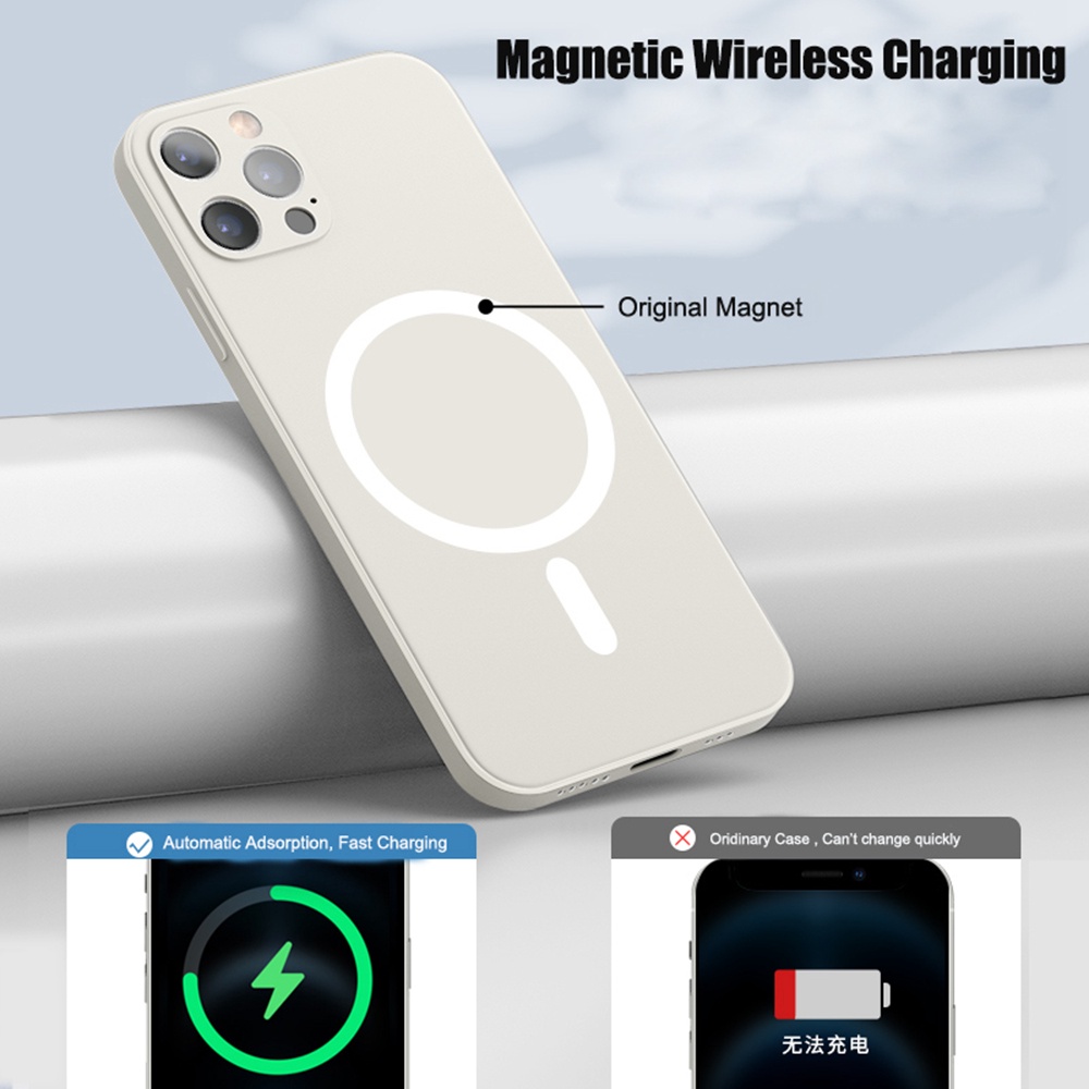 IPHONE Casing Magnetik Silikon Cair Untuk Iphone11 12 13 14 Pro MAX XS MAX XR X14 7+ 8plus soft case Wireless Charging Cover