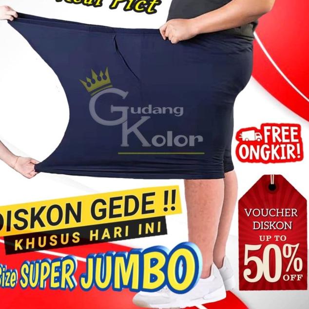 Celana Pendek Pria Big Size Polos Santai Kaos 7/8 Jumbo - Hitam