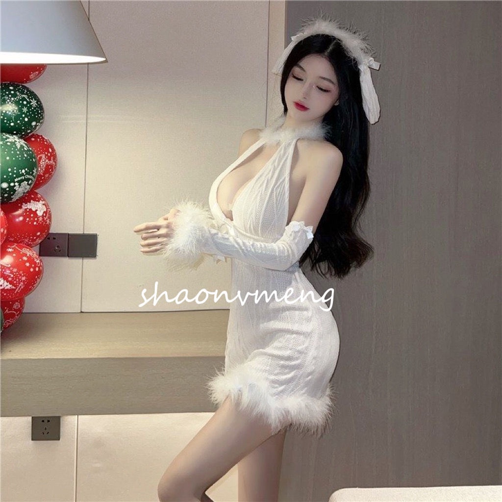 Suhao Girl s Dream: Lamb Mianmian Lucu Seksi Halter Leher Mewah Tali Muda Dada Mandi Gaun Godaan Setelan Wanita