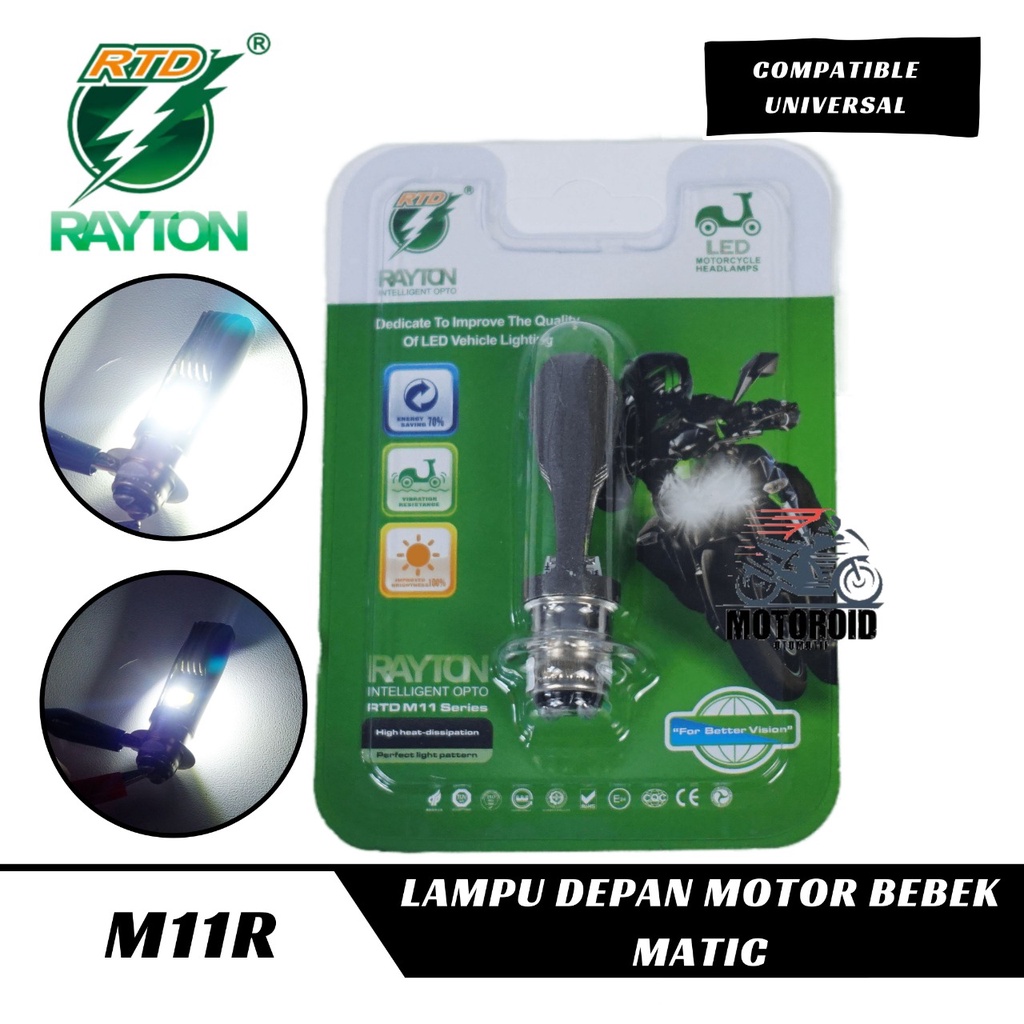 LAMPU MOTOR RTD M11RA-H6 BOHLAM H4 LAMPU HEADLAMP LED M11RA H6 KAKI BEBEK MATIC UNIVERSAL