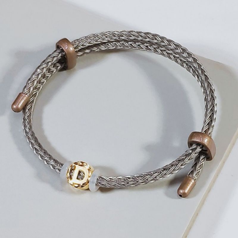 Gelang Tali Liontin Huruf D Bulat Koleksi Josean Elegant Emas Asli