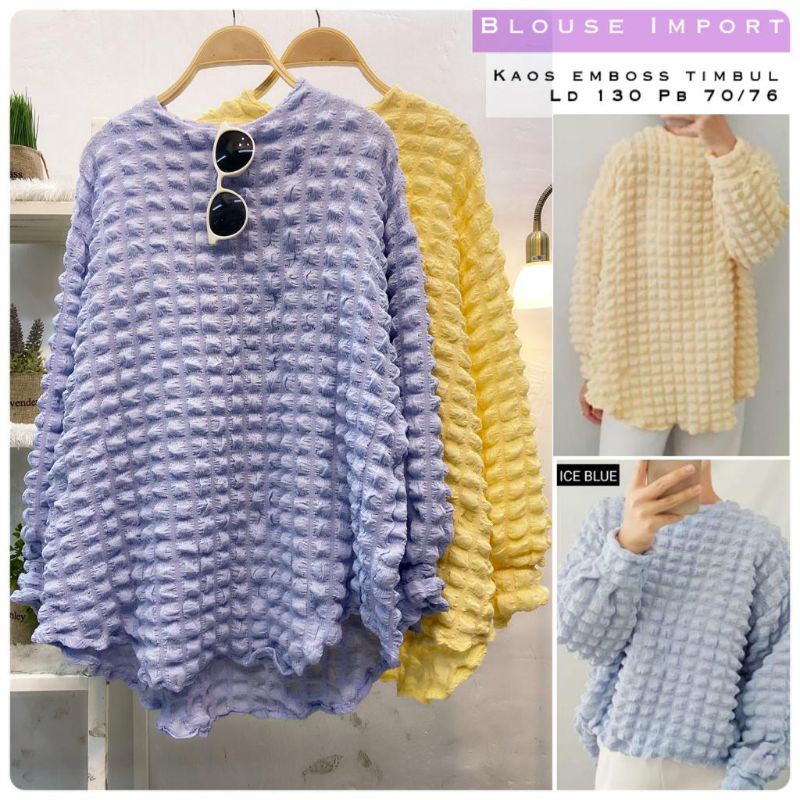 blus import kaos embos/fashion wanita modern