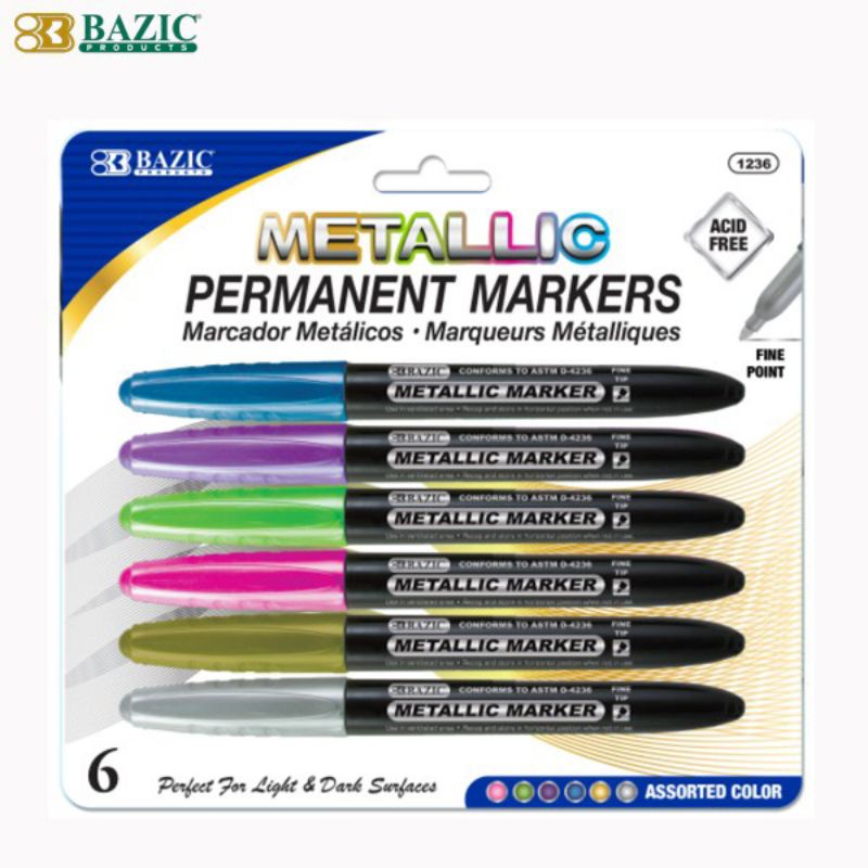 

BAZIC 1236 METALLIC PERMANENT MARKER SET SPIDOL METALIK KILAP KILAU PERMANEN