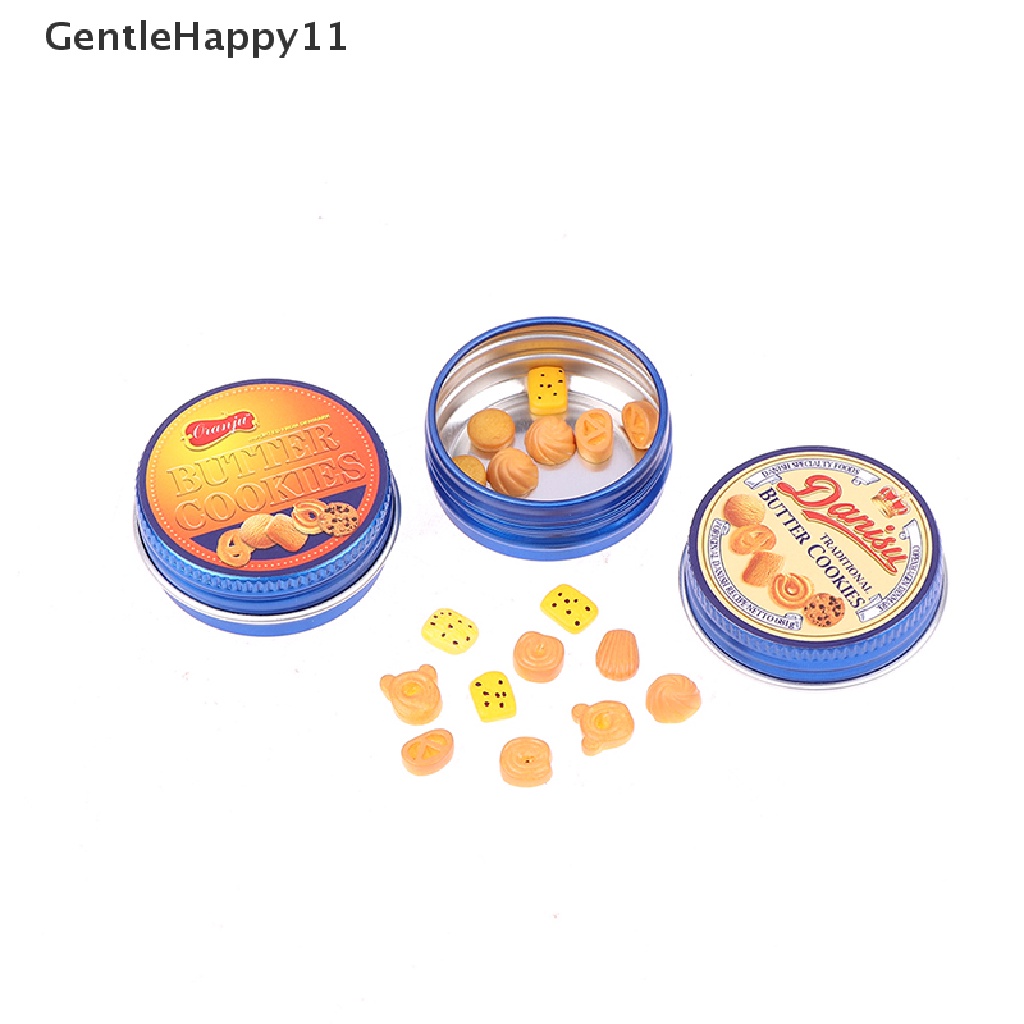 Gentlehappy 1 Set Mainan Miniatur Cookies + Kotak Metal Untuk Aksesoris Rumah Boneka