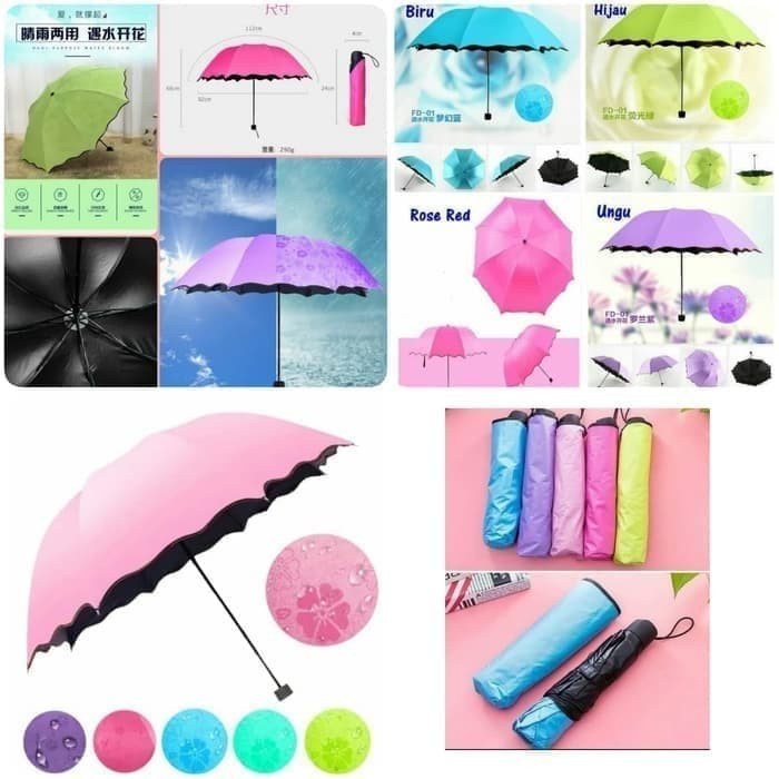 Payung Mini Lipat Hujan 3D Motif ajaib Magic Umbrella Anti UV