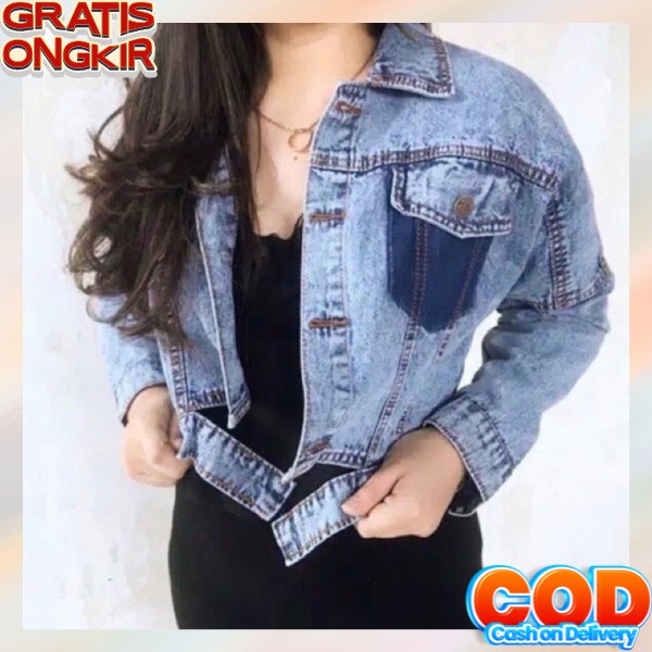 Jaket Wanita Korea Import Cwe Distro Cewek Jins Jaket Levis Jacket Jeans Mutiara Jacket Jeans Crop K